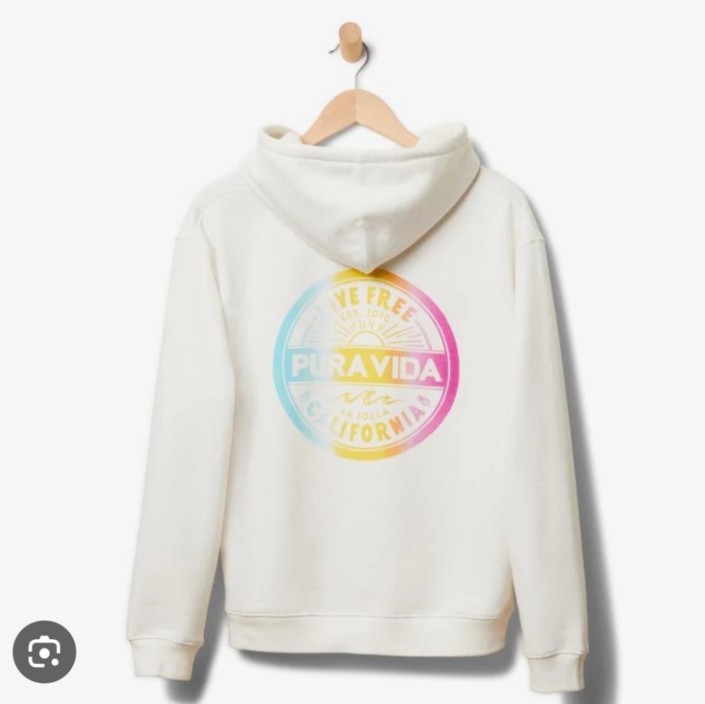 Pura Vida live free logo hoodie